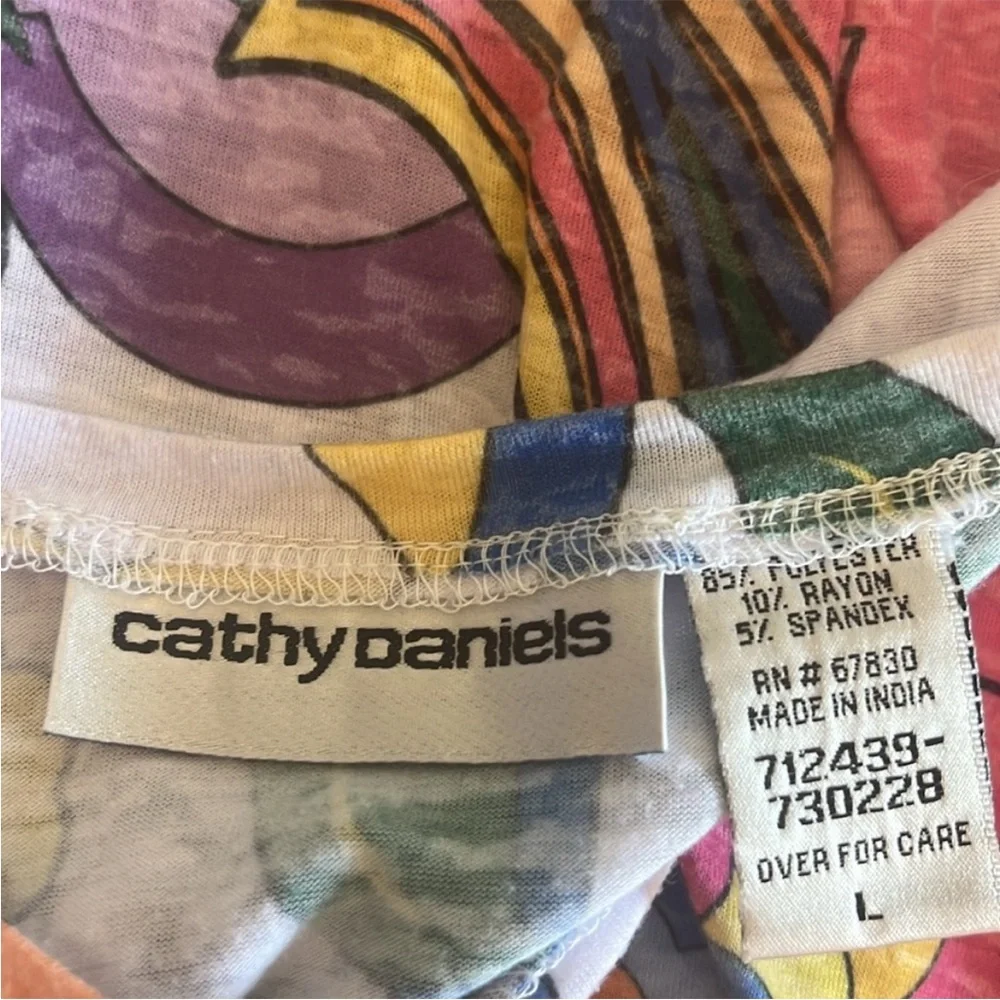 Groovy Burn Out Floral Tee Size Large Cathy Daniels Vintage - Picture 6 of 9
